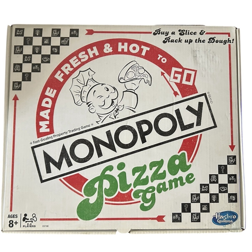 Monopoly Pizza Game Hasbro Gaming Ages 8+ 2-4 Players Open Box